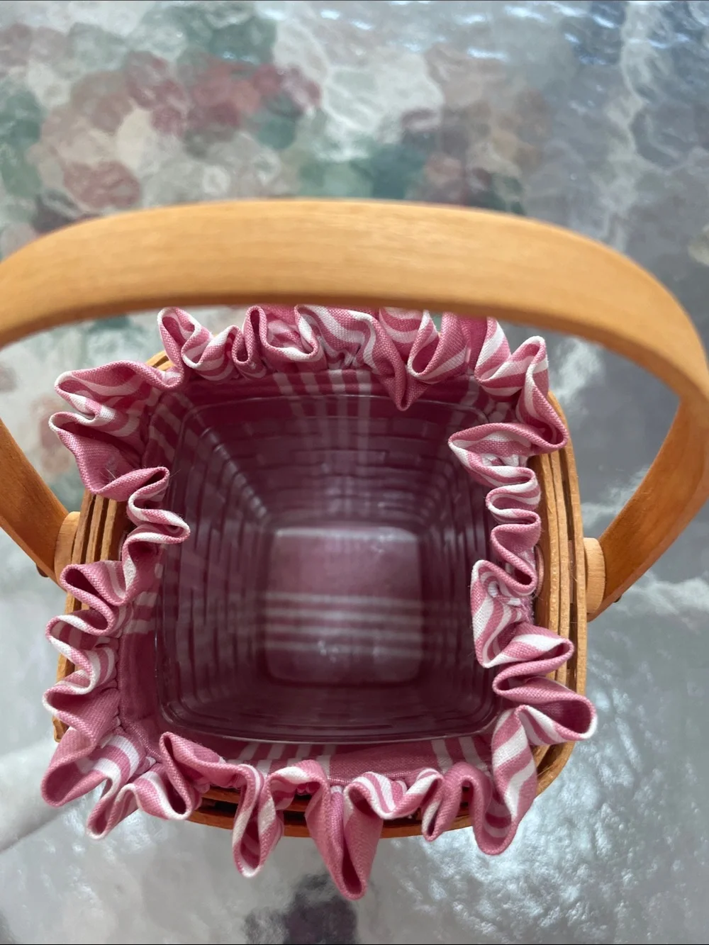 Woven Basket-Style Handbag with Pink Fabric Liner. Longaberger